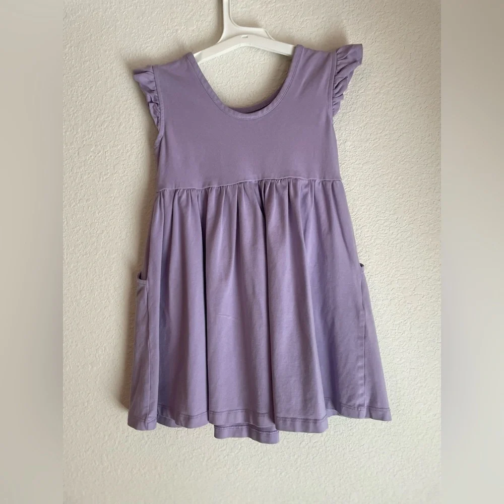 Hanna Andersson Peaceful Purple Super Soft Ruffle Skater Dress size 5